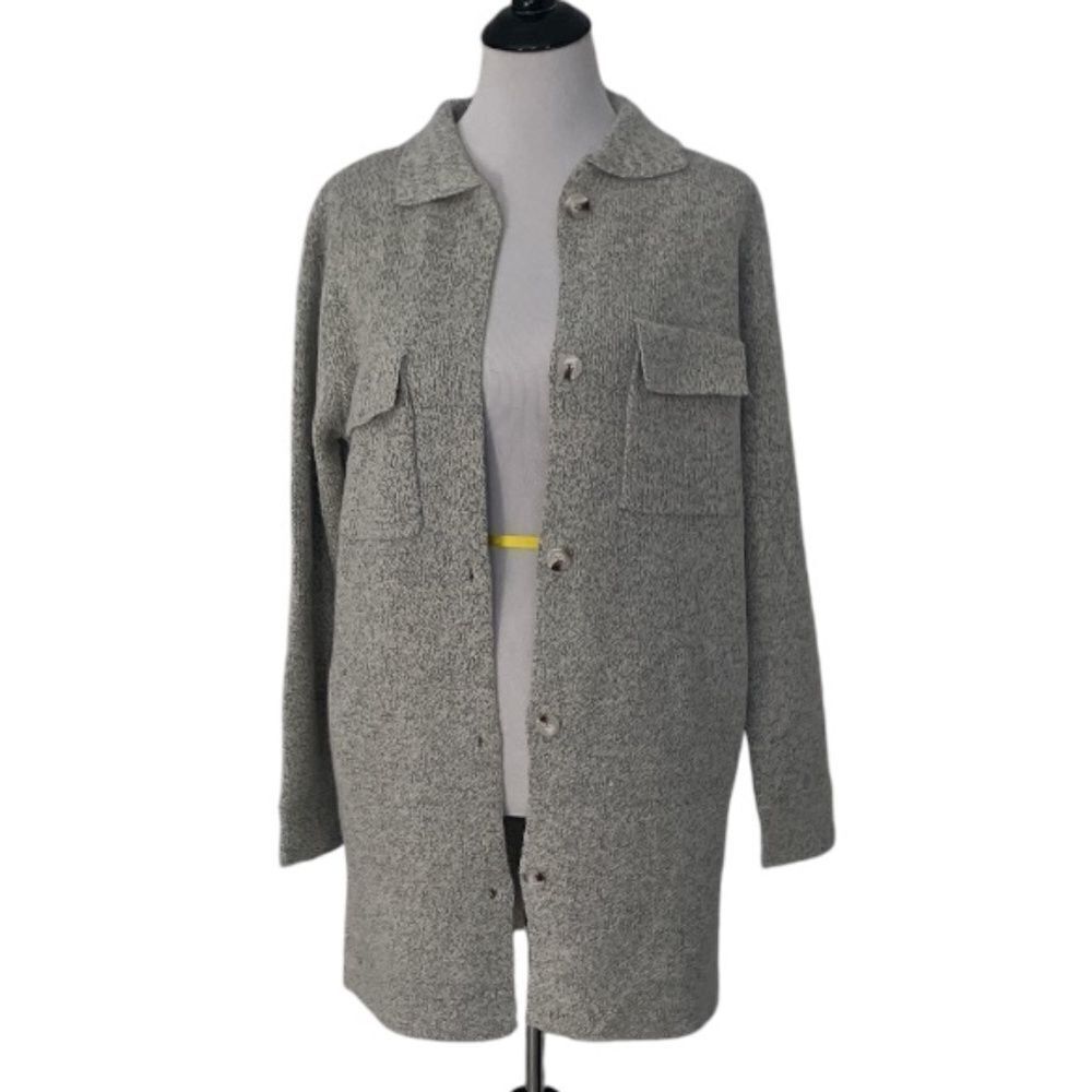 Monteau Los Angeles Grey long Button Down Sweater size M